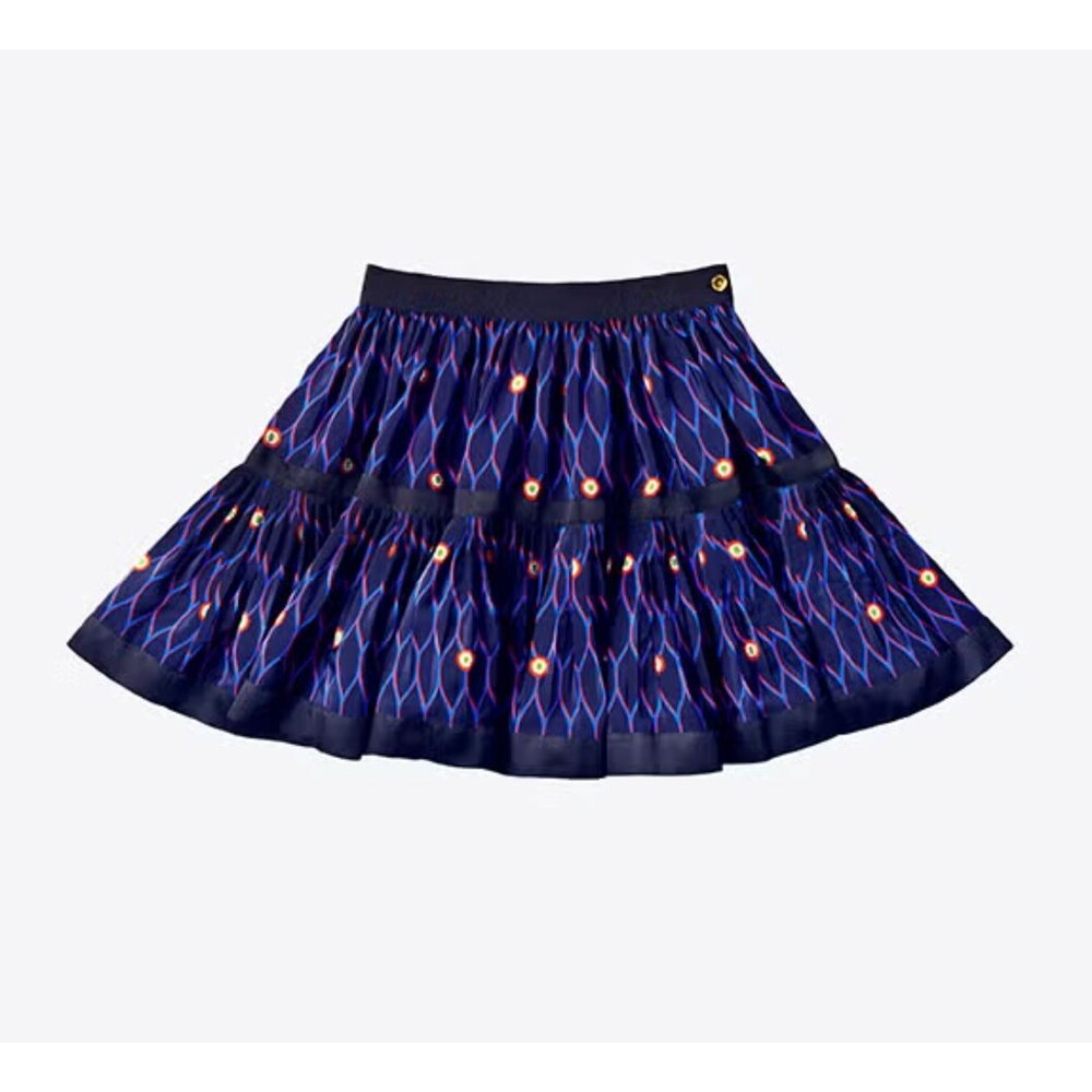 Kenzo x H&M Black Blue Pleated Printed Silk Mini Skirt Size EUR 38 US 8